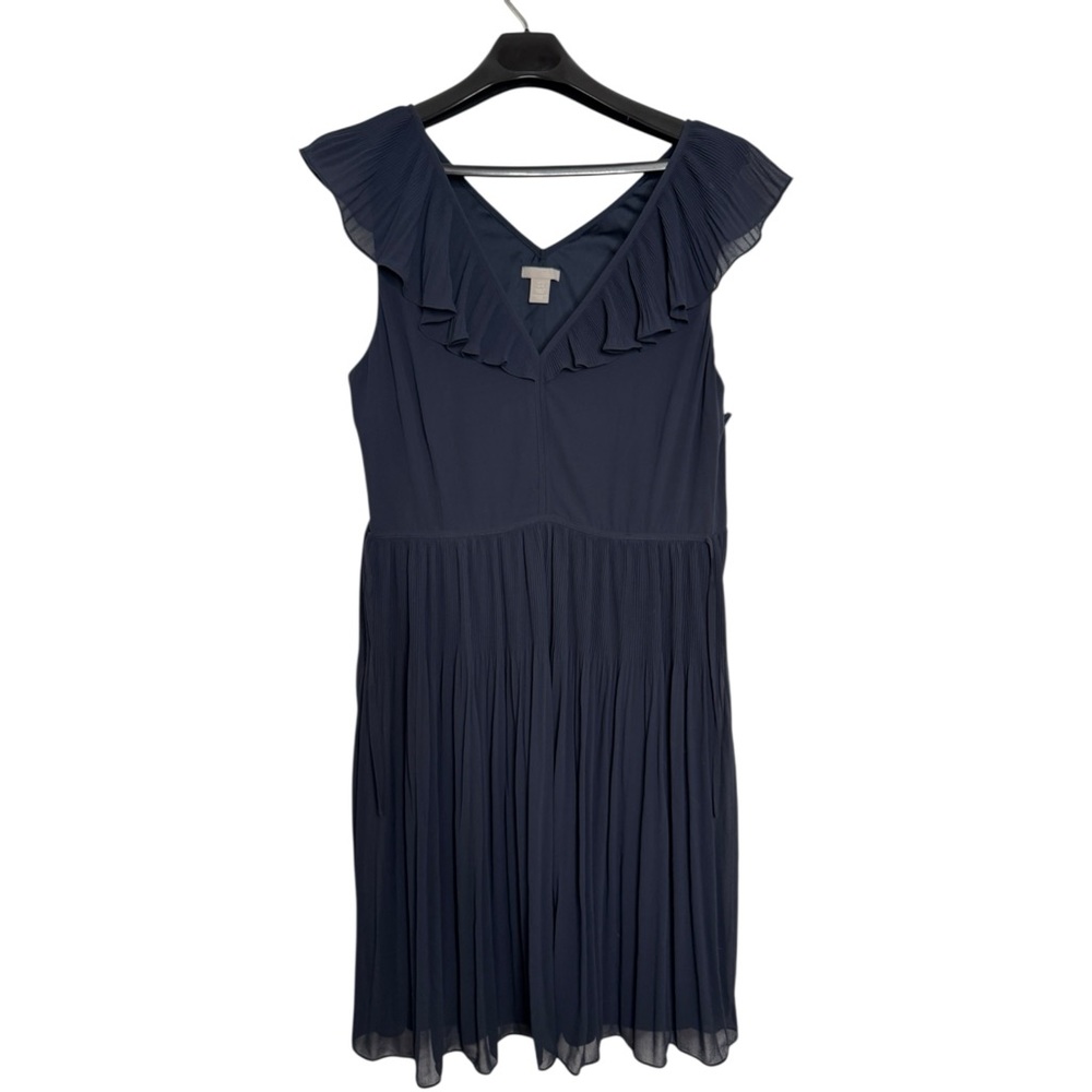 Elegant Navy Blue Ruffle Dress